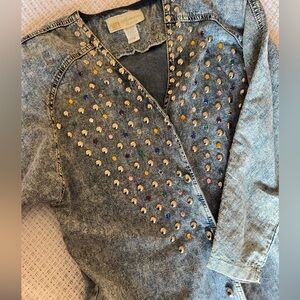 Vintage Studded Acid Wash Denim Dress Women’s Size 7/8 - Monique Fashions